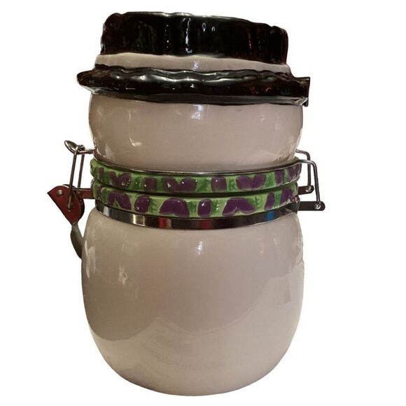 Vintage Swiss Miss Hot Cocoa Ceramic Snowman Christmas Jar Canister Cookie Jar - Picture 2 of 9